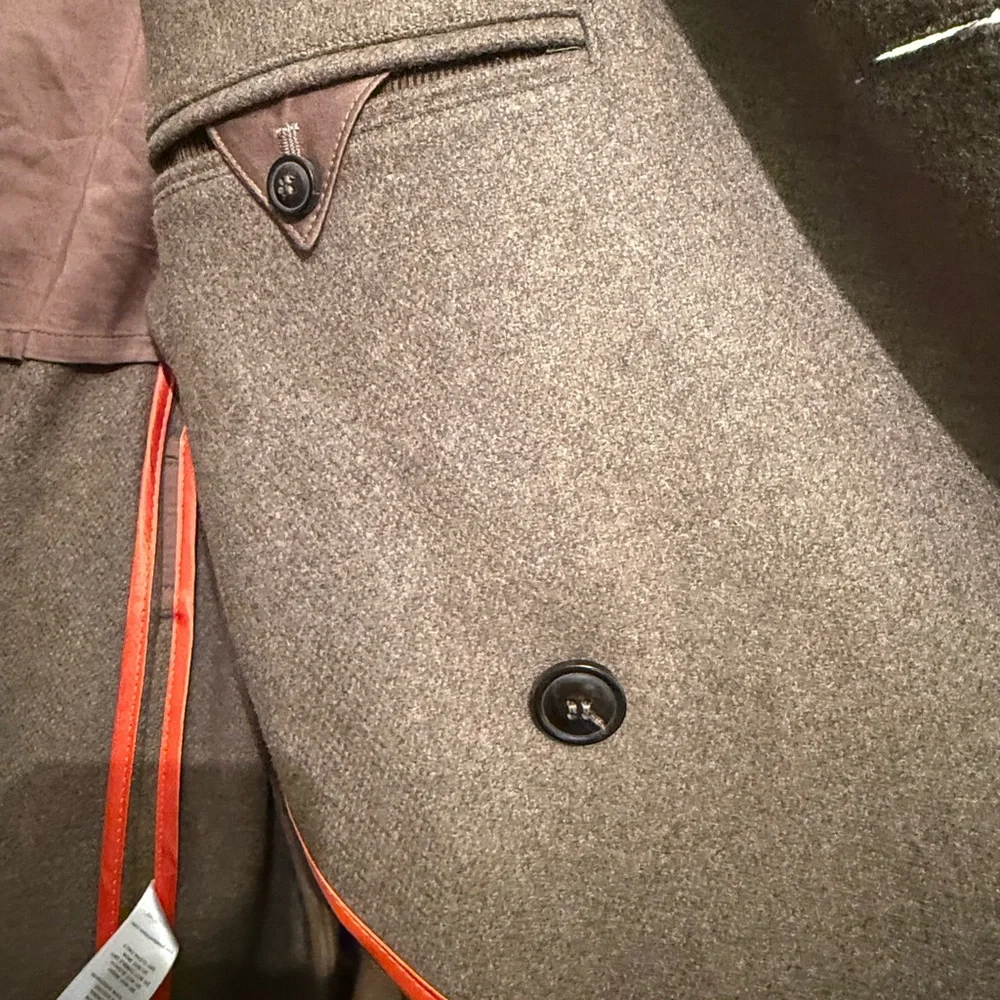 Todd Snyder Olive Military Coat with Gold Buttons & shearling Collar - Picture 8 of 16